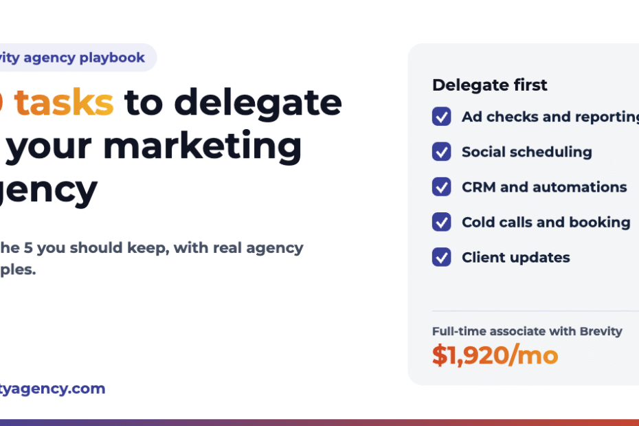 30 tasks to delegate to a virtual assistant at a marketing agency, with a full-time associate at $1,920 a month